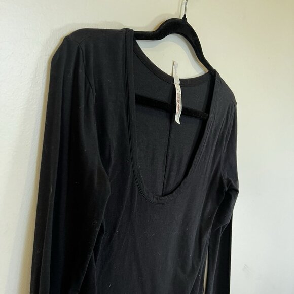 Free People Intimates Scoop Neck Long Sleeve Black Body Suit L - Picture 6 of 9